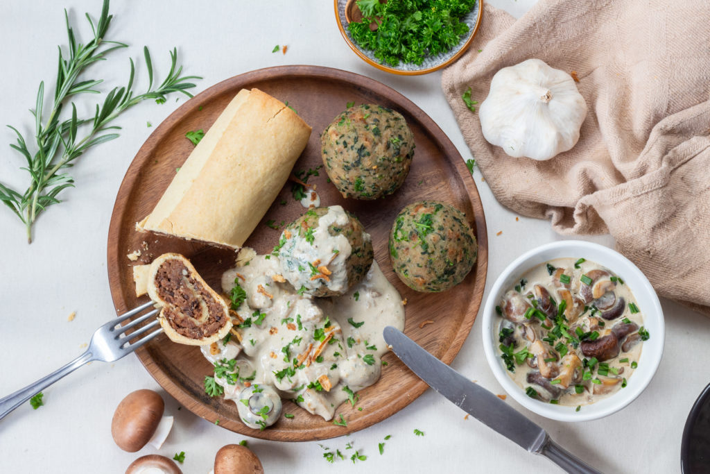 Linsenrouladen mit Pilzrahmsauce vegan