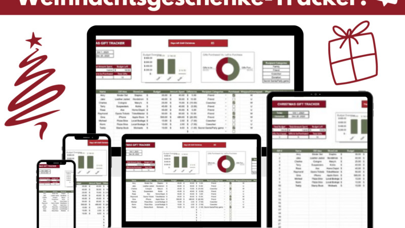 Finanzen im Blick: Hol dir deinen Weihnachtsgeschenke-Tracker und genieße stressfreie Feiertage! DOWNLOAD FOR FREE!