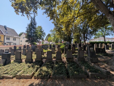 Überblick über die Grabreihen des jüdischen Friedhofs Laupheim