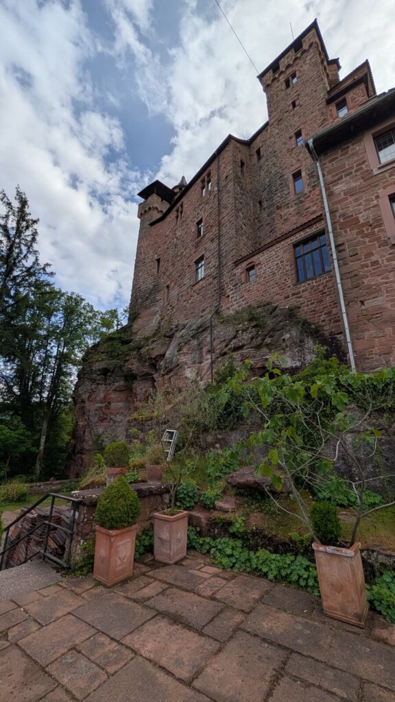 Burg Berwartstein von unten mit Baeumen