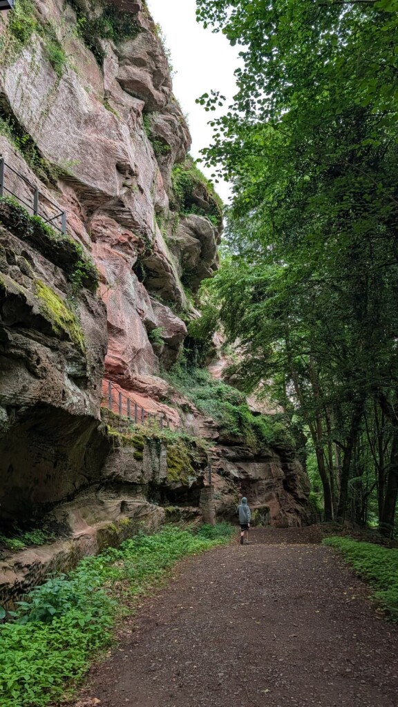 Felsgasse mit Weg an der Falkenburg