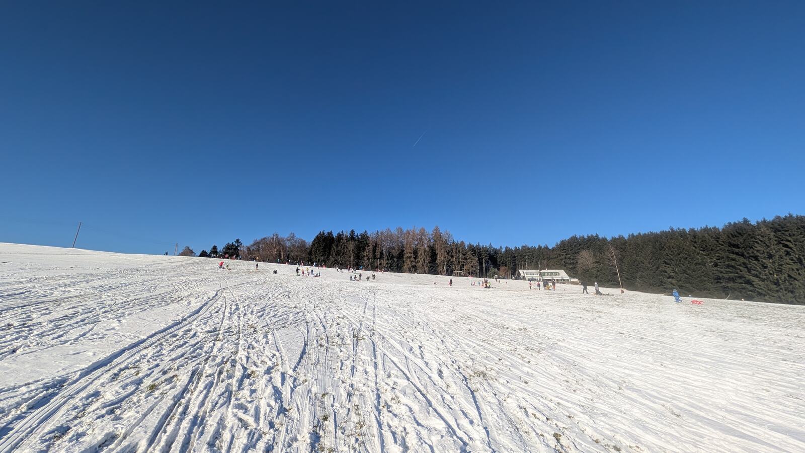 Schlittenspuren im frischen Schnee