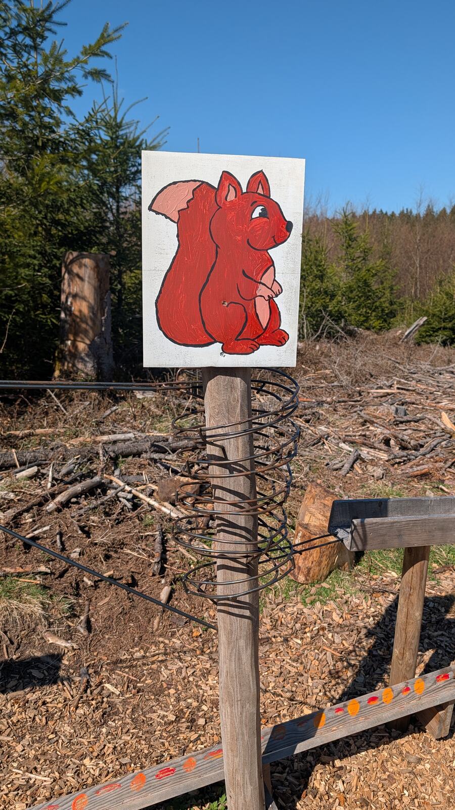 Eichhoernchen-Tafel am Walderlebnispfad