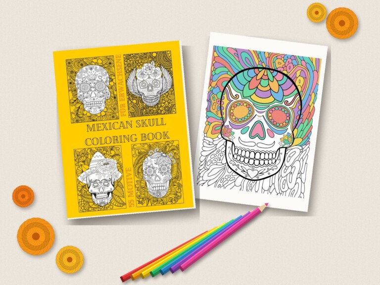 Mexican Skull Malbuch mit Buntstiften