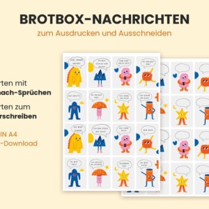 Brotbox-Nachrichten zum Ausdrucken, Monsterchen-Edition