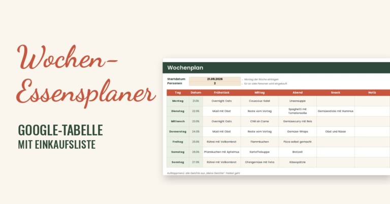 Wochen-Essensplaner als Google-Tabelle